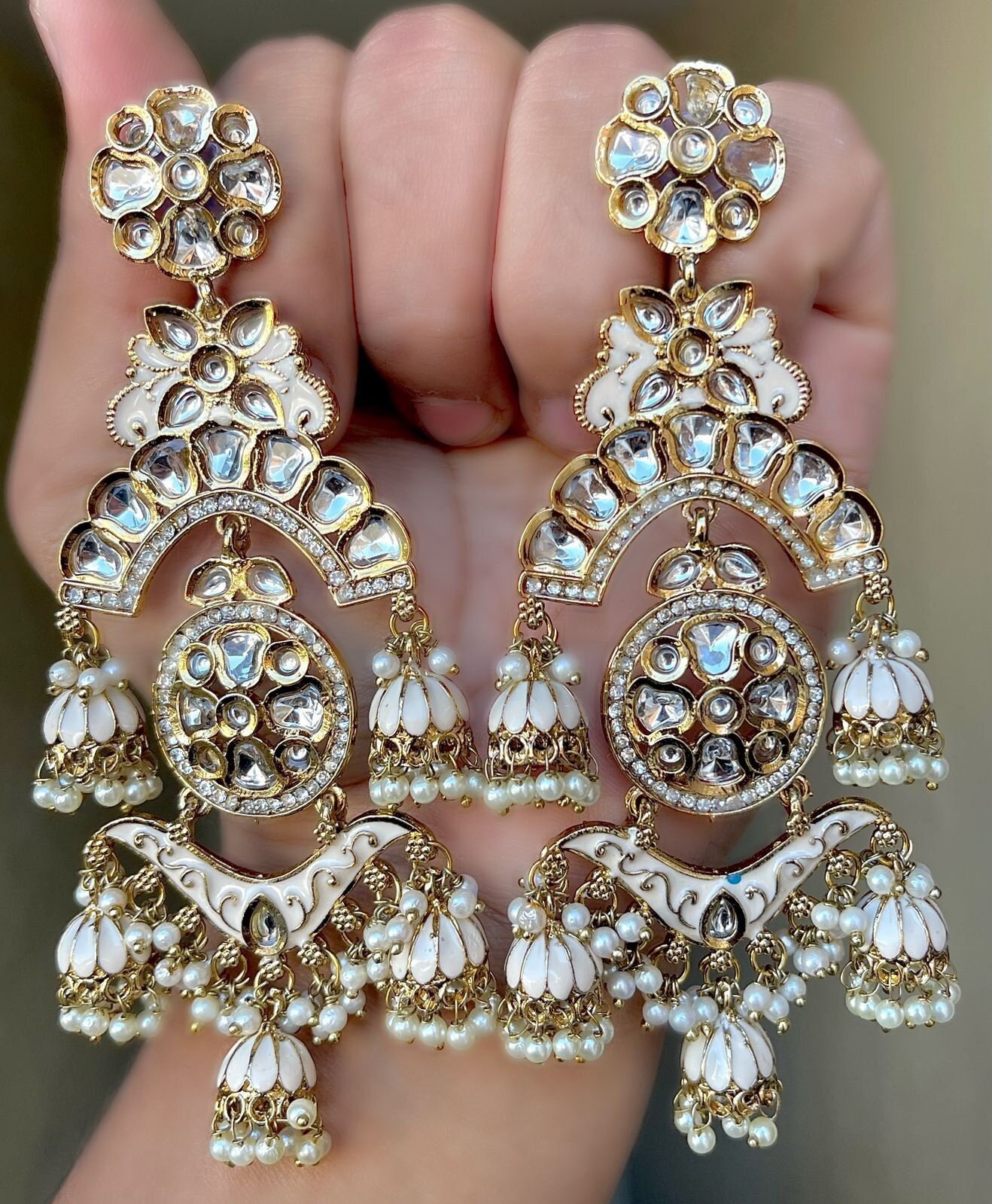 Pearl and Kundan Jhumkas Gold Jhumka Bollywood Jewlery Pakistani Earrings  Kundan Jewlery Ghungroo Earring - Etsy