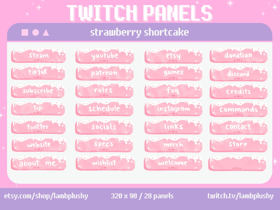 28 Pink Pastel Strawberry Shortcake Panels for Twitch - Dessert, Kawaii ...