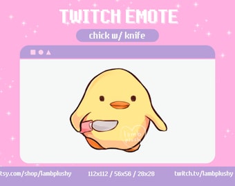 Chick with Knife Kawaii Cute Duck Animal Emote | Twitch, Discord, Youtube