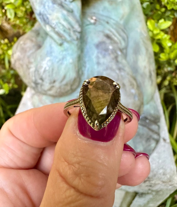 Vintage Silver Bronzite Gemstone Ring - image 5