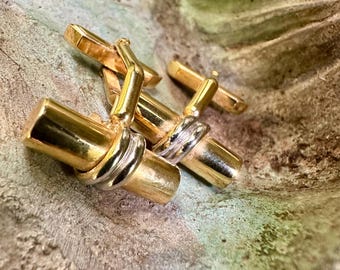 Boutons De Manchette En Métal Doré - Made In West Germany - Occasion Très Bon État