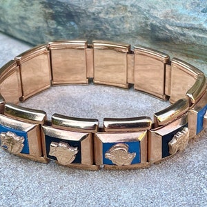 Vintage 1940’s Gold Tone Expandable Gladiator Bracelet