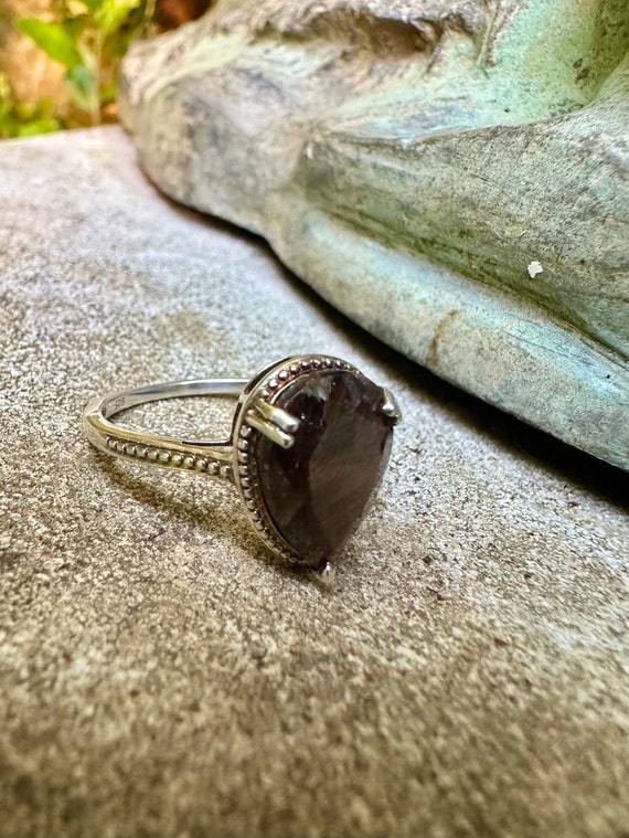 Vintage Silver Bronzite Gemstone Ring - image 6