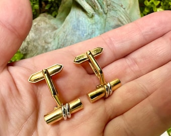 Boutons De Manchette Anciens Dorés Laminés - Allemagne - Occasion (bon état)