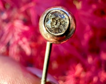 Antique Edwardian 9ct Yellow Gold Faceted Paste Glass Stick Pin