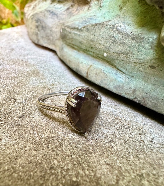 Vintage Silver Bronzite Gemstone Ring - image 4
