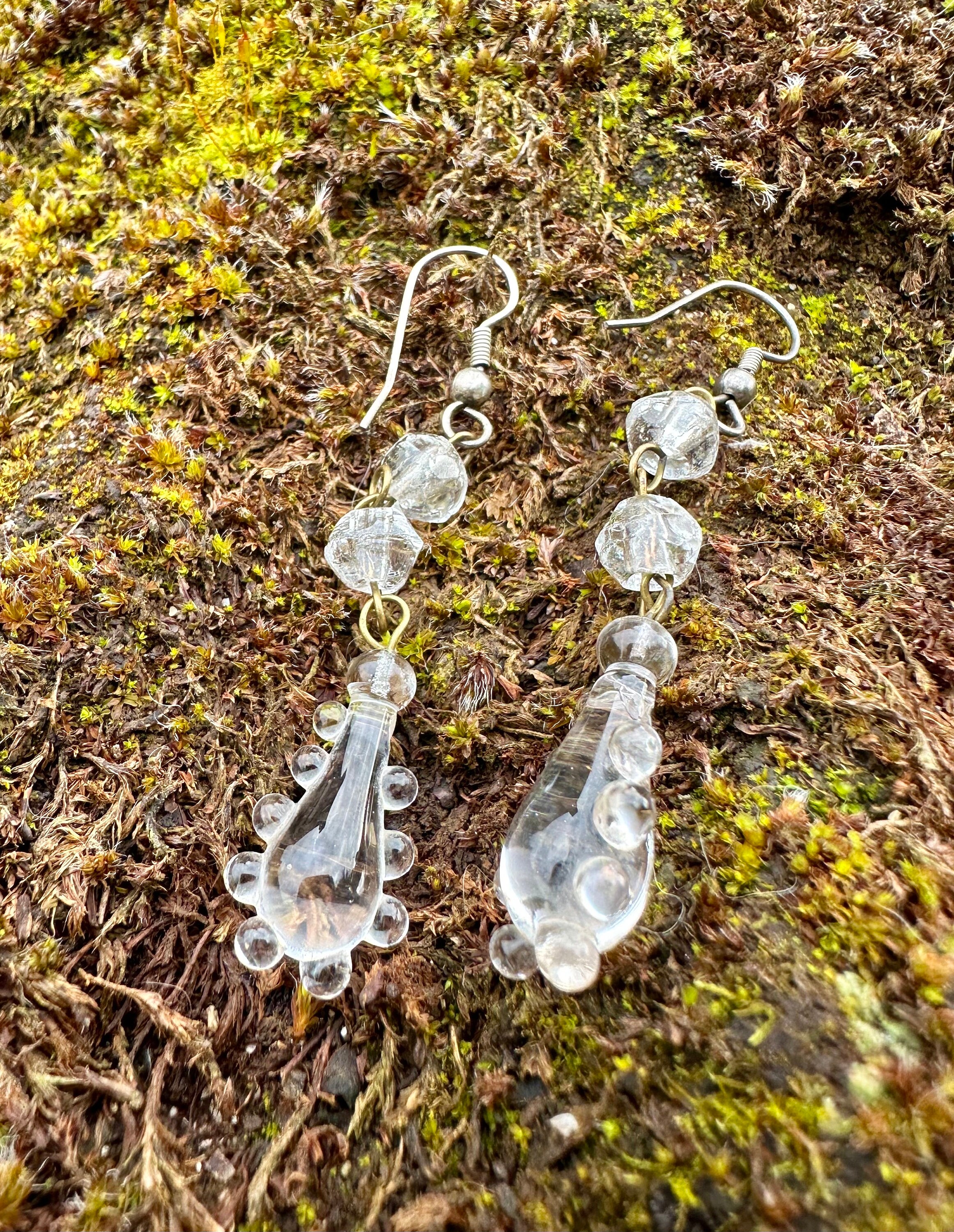 ◆VINTAGE HOLLYWOOD◆ Clear Bubble Earrings VH2336EA012B Vintage Art Deco Clear Glass Earrings - Etsy