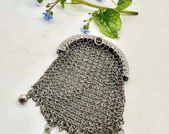 Antique Silver Chatelaine Chainmail Purse (28.8g)