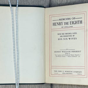 Antique 1855 Memoirs of Henry VIII by Henry William Herbert | Vintage Tudor History Book | Rare Collectible Biography of King Henry the 8th