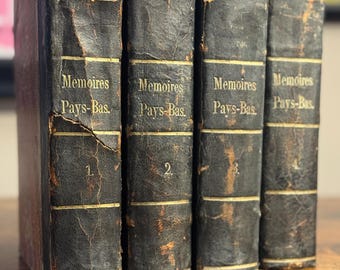 18th Century French History Books – Paquot Mémoires Pays-Bas 1763, 4 Volumes – Ex Library Set – Library Decor