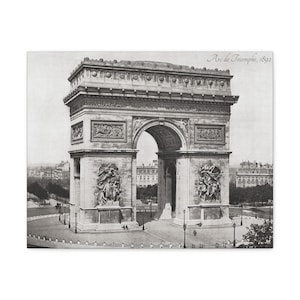 Vintage 1892 Arc de Triomphe Photograph, Paris Landmark Canvas Art, Historic French Architecture Print, Gift for History Enthusiasts
