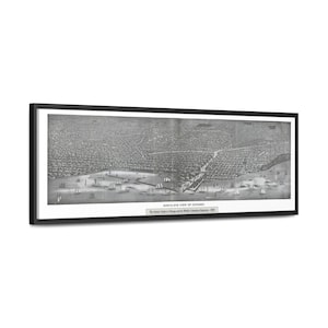 Vintage 1893 Vogel-Augen-Ansicht der Chicago-Karte, Weltausstellung in Kolumbien, Panorama, historische Stadtbild-Leinwandkunst, antike Chicago-Wanddekoration