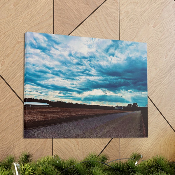 Rural Country Farmhouse Landscape Photo Canvas Wall Art | Rustic Chic Home Decor | Office Art | Home Staging