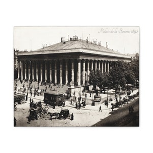 Vintage 1892 Paris Stock Exchange Photograph, Palais Brongniart Canvas Wall Art, Historic Bourse Architecture Print, Gift for History Lovers