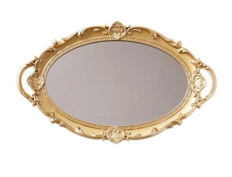 European Style Decorative Mirror Tray Oval Storage Tray Etsy