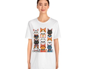 Whimsical Watercolor Cats T-Shirt, Cat Lover Gift