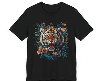 Vintage Japanese Tiger Graphic Tee, Oversized Cotton T-Shirt