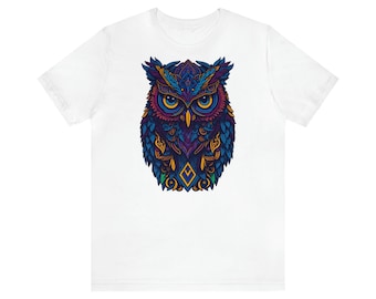 Owl Unisex Jersey Tee, Geometric Bird Art
