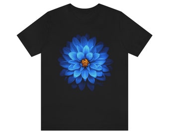Unisex Jersey Short Sleeve Tee - Flower, Blue Flower,