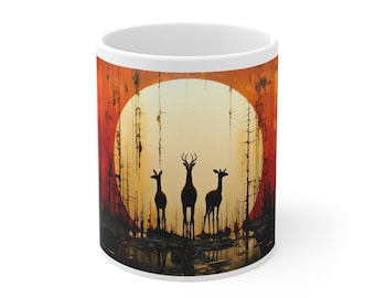 Gerenuk Silhouette Ceramic Mug - African Safari Art (11oz)