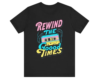 Retro 80s Cassette Tape T-Shirt - 'Rewind the Good Times' Design
