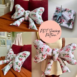 Patrón de costura fácil para almohada de lazo en PDF // Tutorial digital DIY, patrón de almohada para cortar y coser para principiantes, proyecto de decoración del hogar o regalo de almohada decorativa