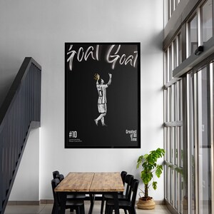 Messi „The Goat” l Messi Plakat l Cartel inspirado en Messi, Moderno, Arte de pared de oficina, Arte de dormitorio, Cartel de fútbol