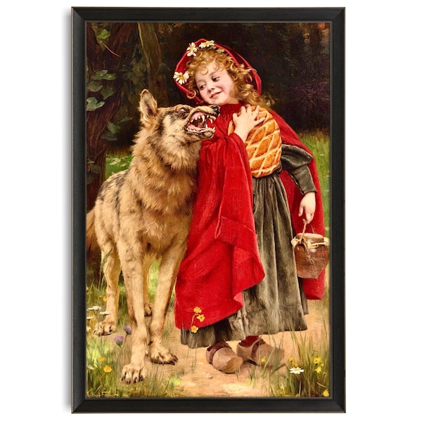 Little Red Riding Hood, Victorian Painting, Wolf Painting, Fairy Tale Art, High Quality Art Print, Gabriel Ferrier, Antique Wolf Art