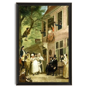 Man Mooning Out Window, Silly 18th Century Antique Art, Dutch 1700s Art, Funny Irreverent Art Print, Cornelis Troost, Weird Antique Art