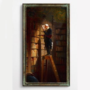 Cool Antique Library Art, The Bookworm, High Quality Art Print, Carl Spitzweg, Booklovers Art, Victorian Librarian Art, Antique Books