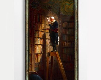 Cool Antique Library Art, The Bookworm, High Quality Art Print, Carl Spitzweg, Booklovers Art, Victorian Librarian Art, Antique Books