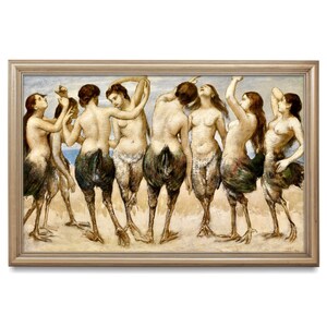 Nude Sirens With Bird Bodies, 19th Century Painting Art Print, Eight