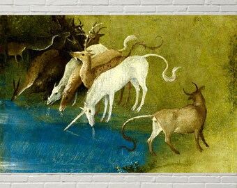 Unicorn Art Print, Renaissance Art, Detail From the Garden