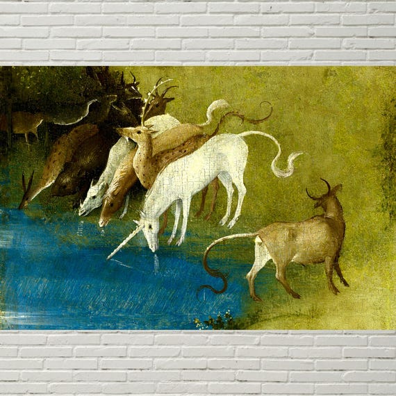 Unicorn Art Print, Renaissance Art, Detail From the Garden