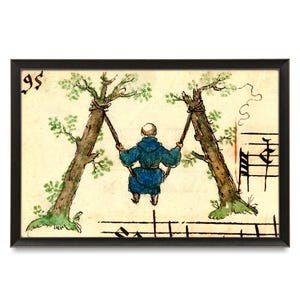 16th Century Medieval Art, Letter M, Middle Ages, Illuminated Manuscript Art, Songbook of Zeghere van Male, Monk Swinging, Whimsical 1500s