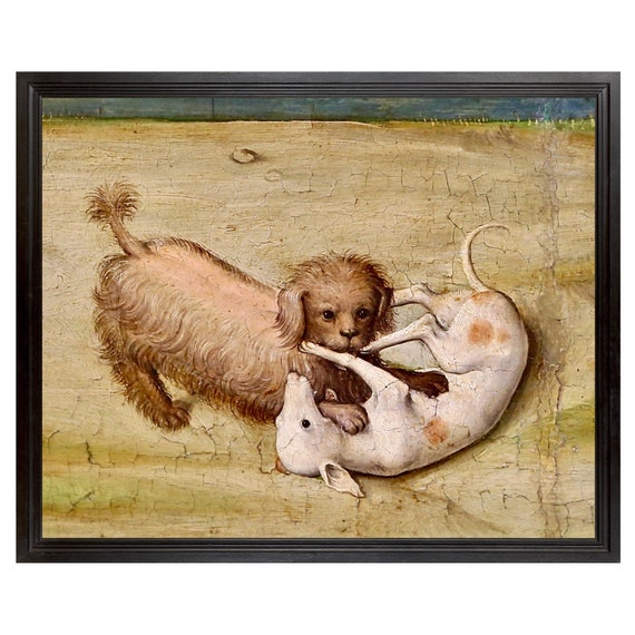 Adorably Weird Renaissance Dog Art , Medieval Ugly Dog Painting, 1400s, 15th Century, Weird Antique Dog Art, Dog Lovers Gift, Little Dogs