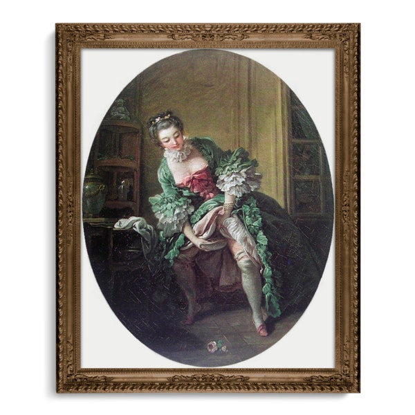 Weird Rococo Bathroom Art, Inappropriate French Antique Funny Bathroom Decor, Woman Peeing in Chamber Pot, Francois Boucher, 18th Century