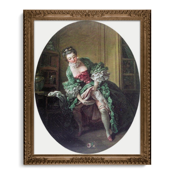 Weird Rococo Bathroom Art, Inappropriate French Antique Art, High Quality Art Print, Woman Peeing in Chamber Pot, Francois Boucher