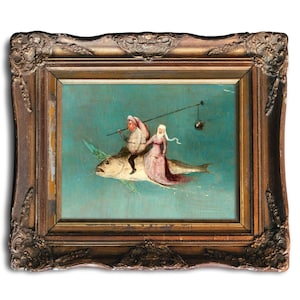 Weird Renaissance Art, Unframed Art Print,  Detail from The Temptation of Saint Anthony, Hieronymus Bosch, Ugly Renaissance Art, Fish