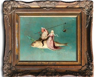 Weird Renaissance Art, Unframed Art Print,  Detail from The Temptation of Saint Anthony, Hieronymus Bosch, Ugly Renaissance Art, Fish