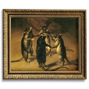The Dance of the Rats, Unframed Art Print,  Renaissance Art, Weird Antique Rats Painting, Renaissance Animals, Ferdinand van Kessel