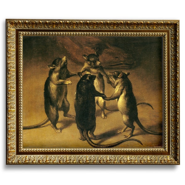 The Dance of the Rats, Unframed Art Print,  Renaissance Art, Weird Antique Rats Painting, Renaissance Animals, Ferdinand van Kessel