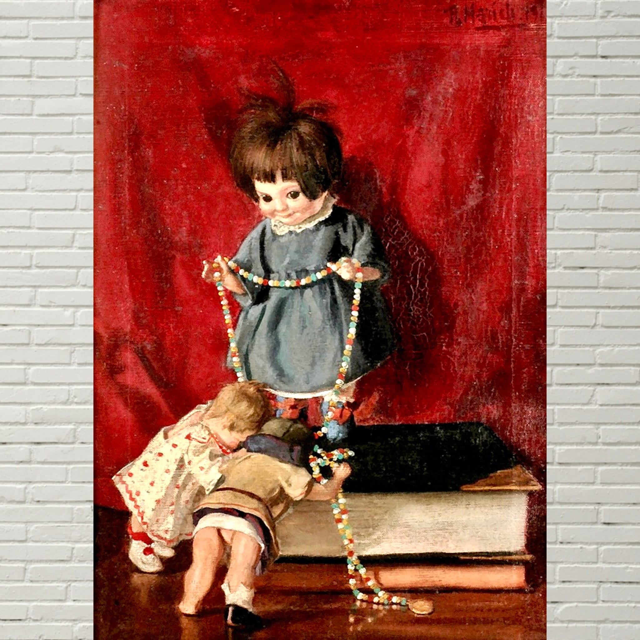 Creepy Doll Art, Still Life With Dolls, Vintage Reproduction