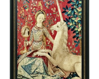 Silly Medieval Unicorn Art Print, Renaissance Unicorn Art, High Quality Art Print, Middle Ages Wall Art, Red Middle Ages Art