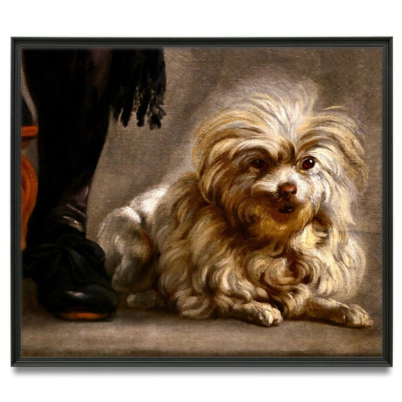 Silly Smirking Renaissance Dog, Antique Smiling Dog Painting, 1600s Little White Dog Painting, Funny Cute Dog Art Print, Jacob Jordaens