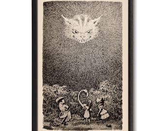 1946 Cheshire Cat Illustration, Alice’s Adventures in Wonderland, Mervyn Peake,  Reproduction Vintage Illustration, Crazy Cat Art Print