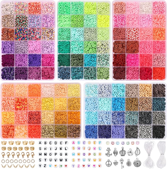 10160pcs, 120 Colors Clay Beads for Bracelet Making Kit, Flat Beads  Bracelet Making for Girls, Polymer Beads for Jewelry Making Kit 