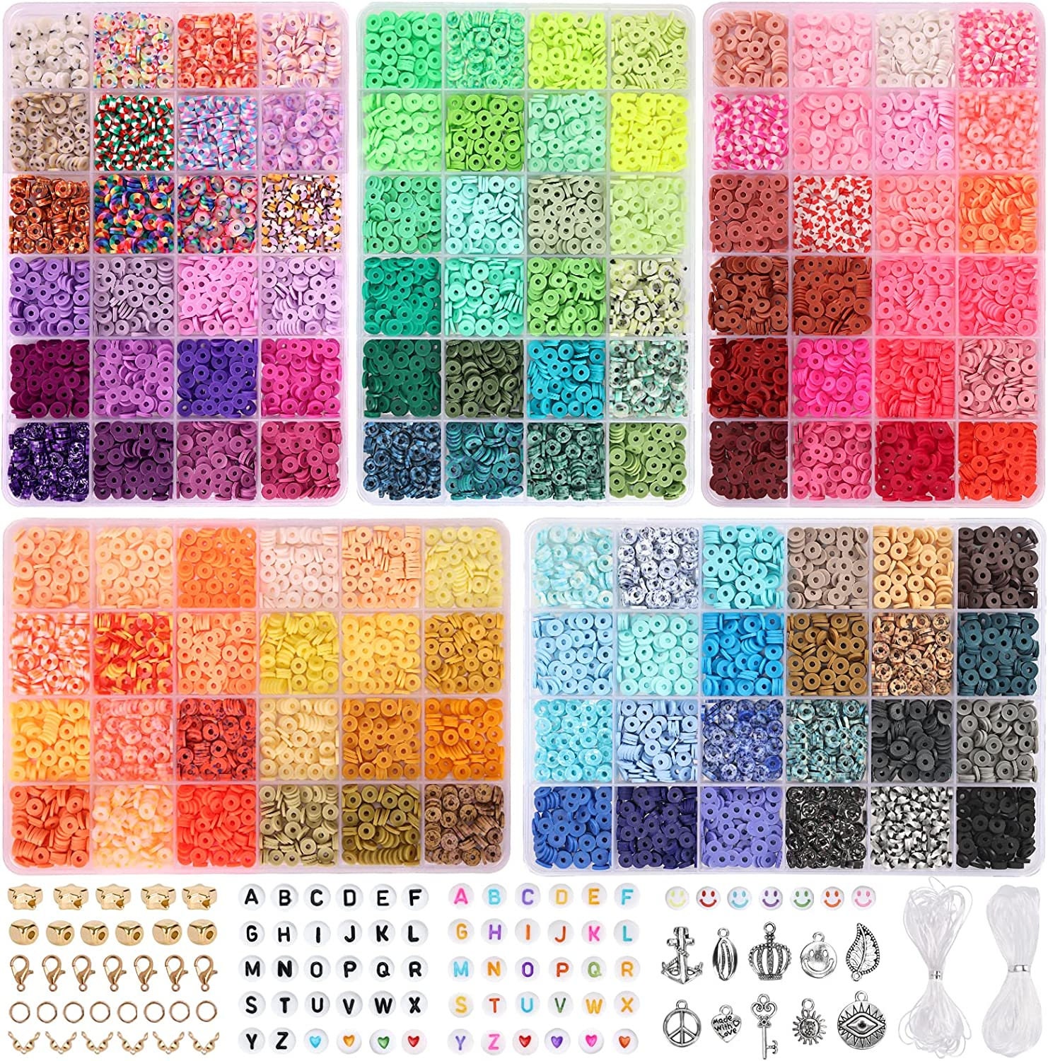 7150Pcs Bracelet Kit, Multi-Colors Clay Beads for Jewellery Making