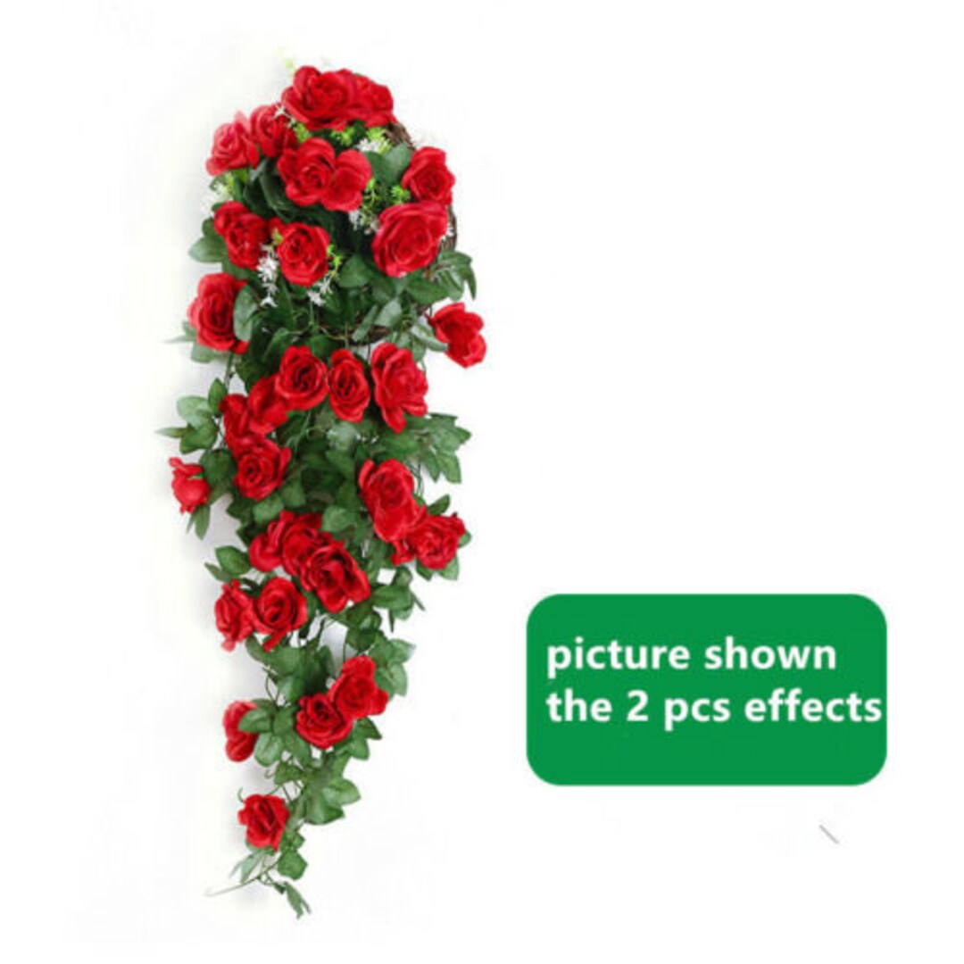 90cm Artificial Red Flowers Fake Garland Vine Ivy Plant Leaves Etsy