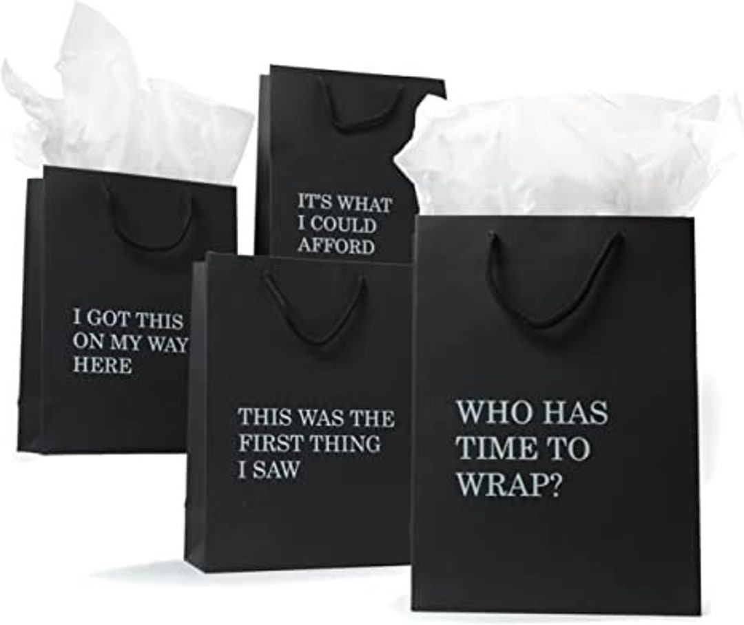 Black Gift Bags 8 Design Options 4 Pack Medium Size Gift Bag With